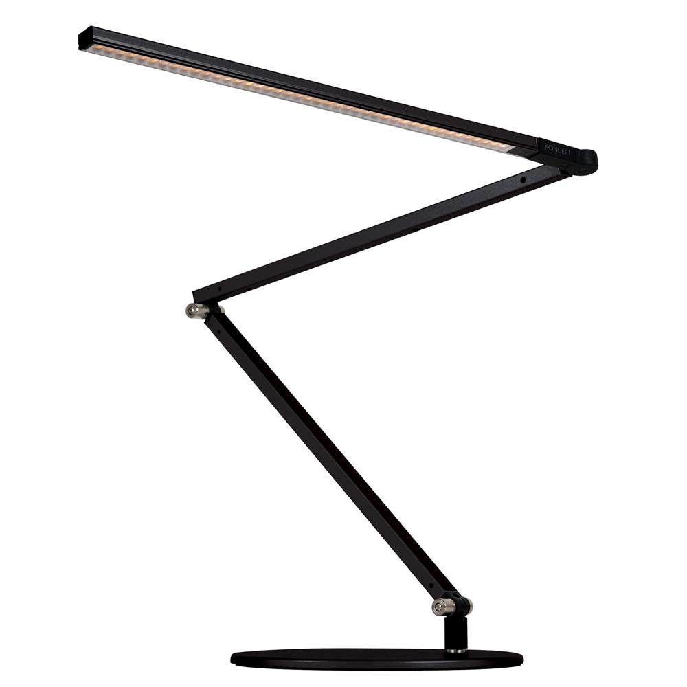 Koncept Lighting AR3000-CD-MBK-PWD Z-Bar Desk Lamp with power base (USB and AC outlets) (Cool Light, Metallic Black)